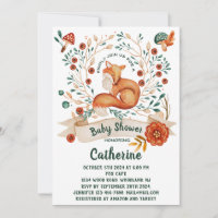 Baby shower floral de renard mignon Invitation