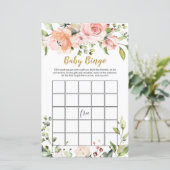 Baby shower Floral de verdure Bingo feuille de jeu (Debout devant)