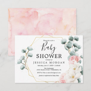 Baby shower Floral de verdure carte d'invitation