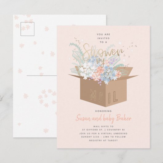Baby shower floral délicat par courrier Invitation (Devant / Derrière)