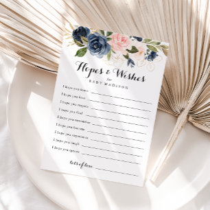 Baby shower Floral d'hiver Carte des Espoirs et de