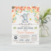 Baby shower Floral Elephant Invitation automnale (Debout devant)