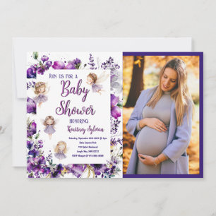 Baby shower Floral Fairy Violet Invitation photo