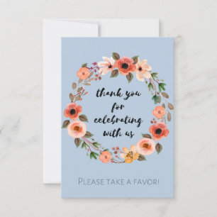 Baby shower Floral Favor Sign Hartelijk dank Kaart