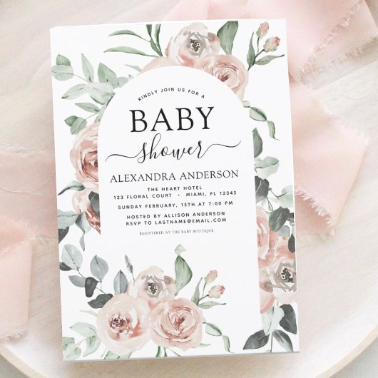 Baby shower Floral Greenery Kaart