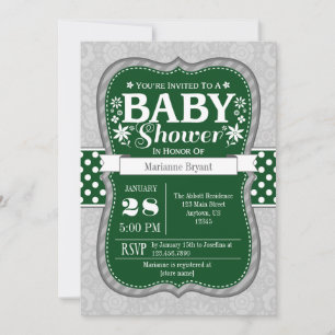 Baby shower floral gris foncé Invitation