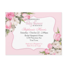 Baby shower Floral Invitation Carte postale Roses 
