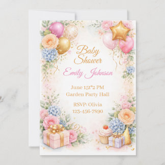 Baby Shower Floral Invitation Kaart