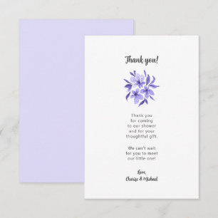 Baby shower floral lavande merci note