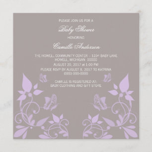 Baby shower floral Lilac  Invitation