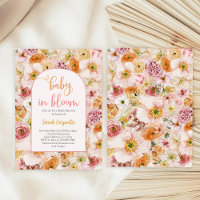 Baby shower floral lumineux été fille Invitation