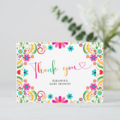 Baby shower Floral mexicain Fiesta Carte de remerc (Debout devant)
