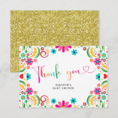 Baby shower Floral mexicain Fiesta Carte de remerc (Devant / Derrière)