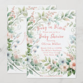 Baby shower floral Pastel Invitation pour filles (Devant / Derrière)