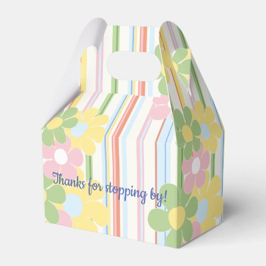 Baby shower Floral Picnic Stripes Gable Favor Box Bedankdoosjes (Voorkant Zijde)