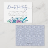 Baby shower floral pourpre Livres pour cartes bébé (Devant / Derrière)