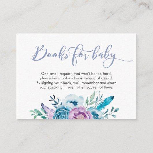 Baby shower floral pourpre Livres pour cartes bébé (Devant)
