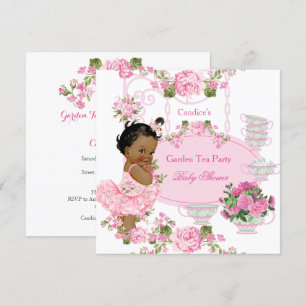 Baby shower Floral Roos Tea Party Pink Ethnic Kaart