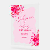 Baby shower floral rose ondulé rose chaud (Angle)