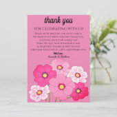 Baby shower floral rose pâle Invitation Merci (Debout devant)
