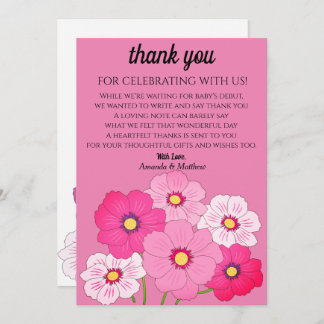 Baby shower floral rose pâle Invitation Merci