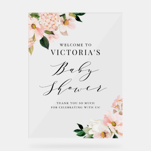 Baby shower floral rose pâle Magnolias (Recto)