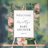 Baby shower floral rose tropical Bienvenue (Neutre)