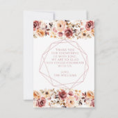 Baby shower floral rustique photo merci cartes (Dos)