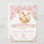 Baby shower floral singe Invitation fille (Devant)