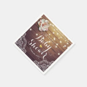 Baby shower Floral String Lights Rustic Wood Lace Servetten (Hoek)