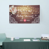 Baby shower Floral String Lights Rustic Wood Lace Spandoek (Beurs)