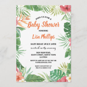 Baby shower floral tropical Aloha Invitation Party