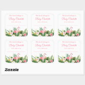 Baby shower floral tropical Étiquettes de plaque r (Feuille)