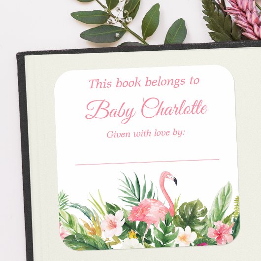 Baby shower floral tropical Étiquettes de plaque r