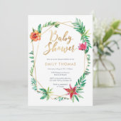 Baby shower floral tropical Invitation - neutre (Debout devant)