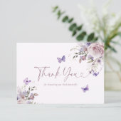 Baby shower floral violet Carte de remerciements p (Debout devant)