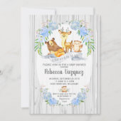 Baby shower Floral Woodland Animals Invitation Gar (Devant)