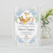 Baby shower Floral Woodland Animals Invitation Gar (Debout devant)