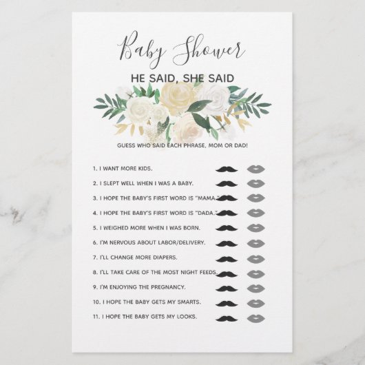 Baby shower Flowers Game (Voorkant)