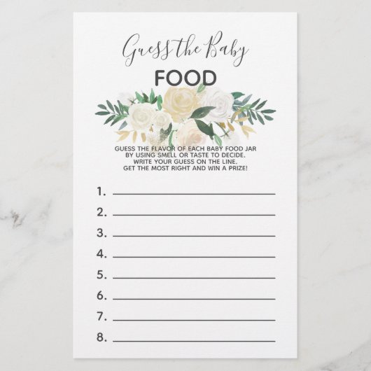 Baby shower Flowers Game - Raad eens het Baby (Voorkant)