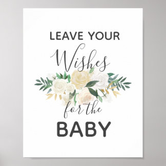 Baby shower Flowers Wishes for Baby Sign Poster