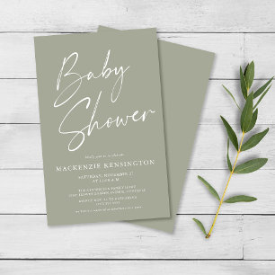 Baby shower FLYER VAN BUITENLANDSE Olive Sage Gree