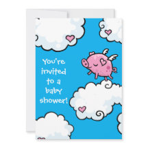 Baby shower Flying Piggy Uitnodiging
