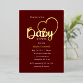 Baby shower Folie Uitnodiging, Script, Hart Folie Uitnodiging (Staand Voorkant)