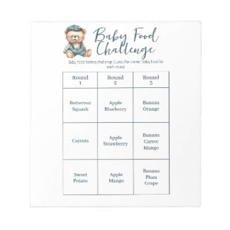 Baby shower Food Challenge Game Activiteit Notitie Notitieblok