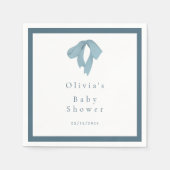 Baby Shower for Boy – Blue Bow, Customizable  Servet (Voorkant)