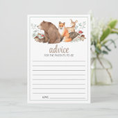Baby shower forestier Bois Cartes de conseil paren (Debout devant)