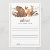 Baby shower forestier Bois Cartes de conseil paren (Devant)
