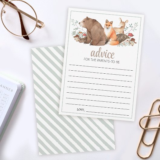 Baby shower forestier Bois Cartes de conseil paren