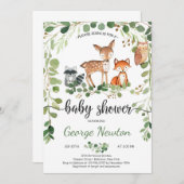 Baby shower forestier Invitation Animaux Végétatio (Devant / Derrière)